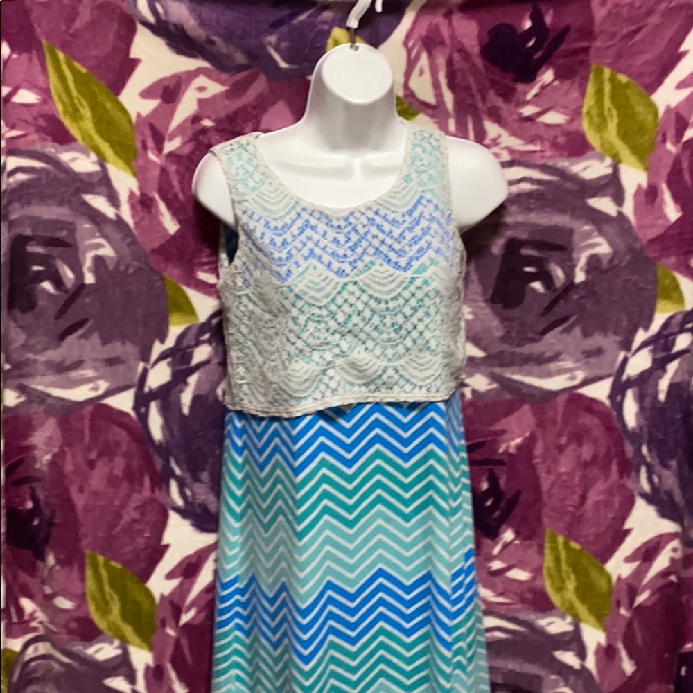 A Speechless Maxi Dress Chevron pattern with Lace